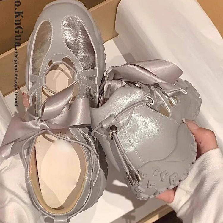 

Ribbon Bow Mary Jane Shoes Women s Flat Drawstring Single Shoes 40
