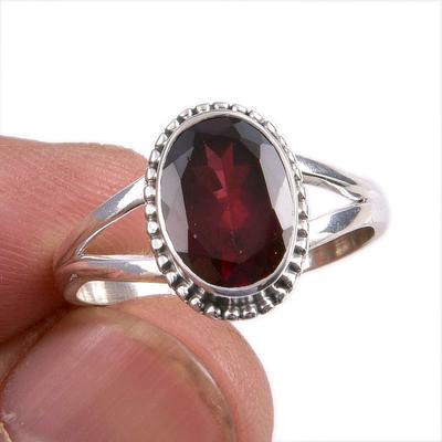 Natural Garnet Gemstone Handmade 925 Solid Sterling Silver Gift Ring S.9 G4n14