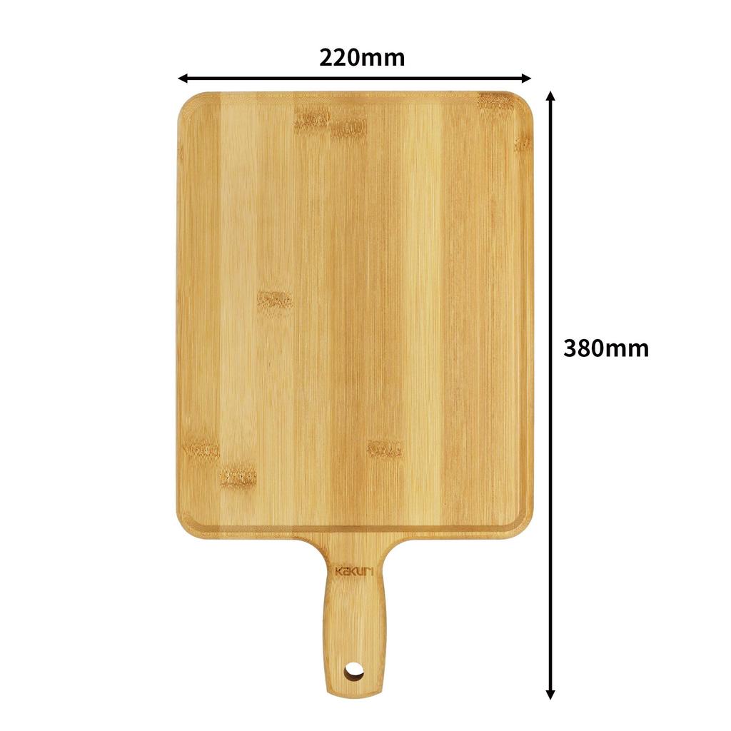Kakuri Sangyo Bamboo Lunch Plate Cutting Outdoor Cutting Board with Extra 220 x 280 x 15 mm Board, Reversible, Handle, Large, (380)