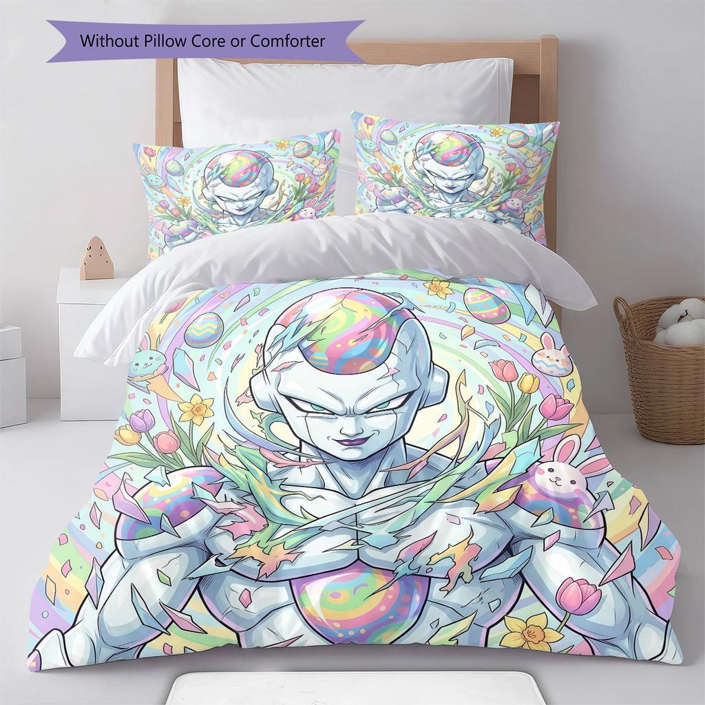 Easter Frieza Pattern Bedding Quilt Set Quilt Cover Pillowcase Home Decoration Birthday Gift (1 * duvet cover + 2 * pillowcase, without core)