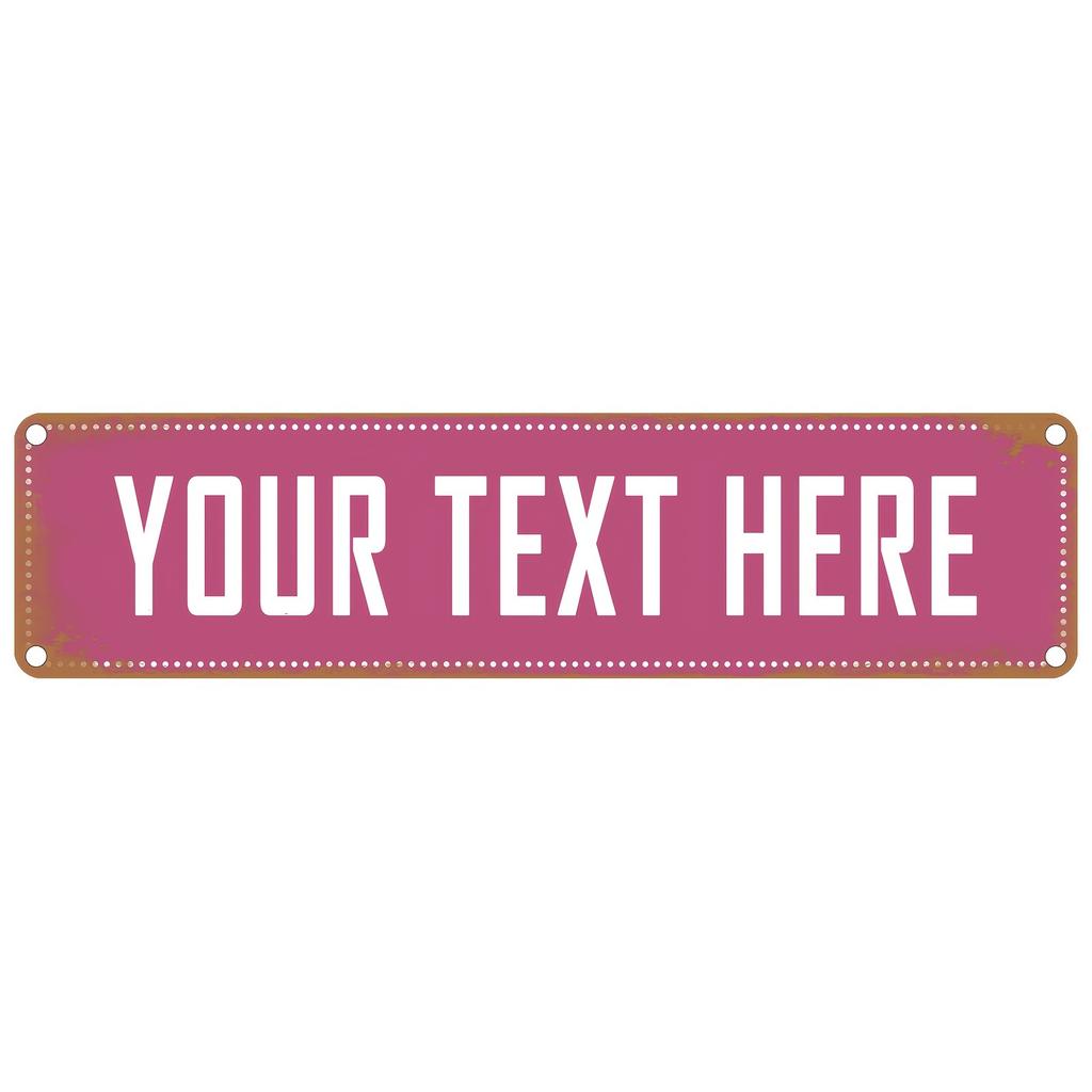Vintage Pink Aluminum Sign Custom Text Rivet Home Decor 40x10cm