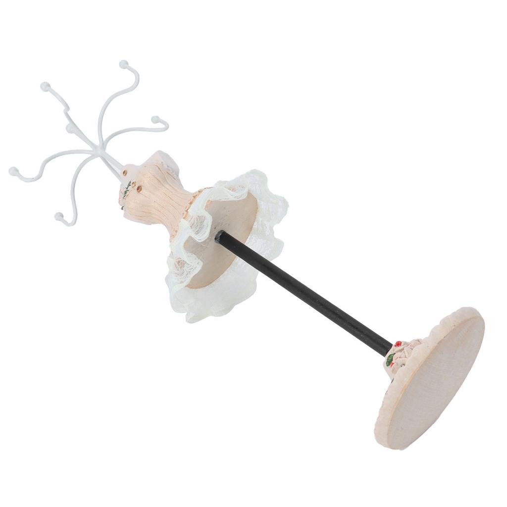 Jewelry Stand Display Earrings Necklace Storage Polyresin Doll Holder with Rotatable