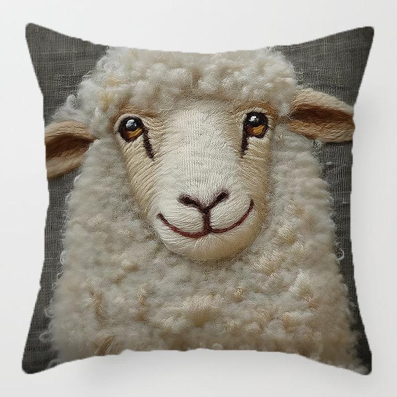 2PCS Vibrant Bohemian Style Short Plush Pillow Cover 45x45cm Doggy Imitation Embroidered Pillowcase (Pillow Insert Not Included)