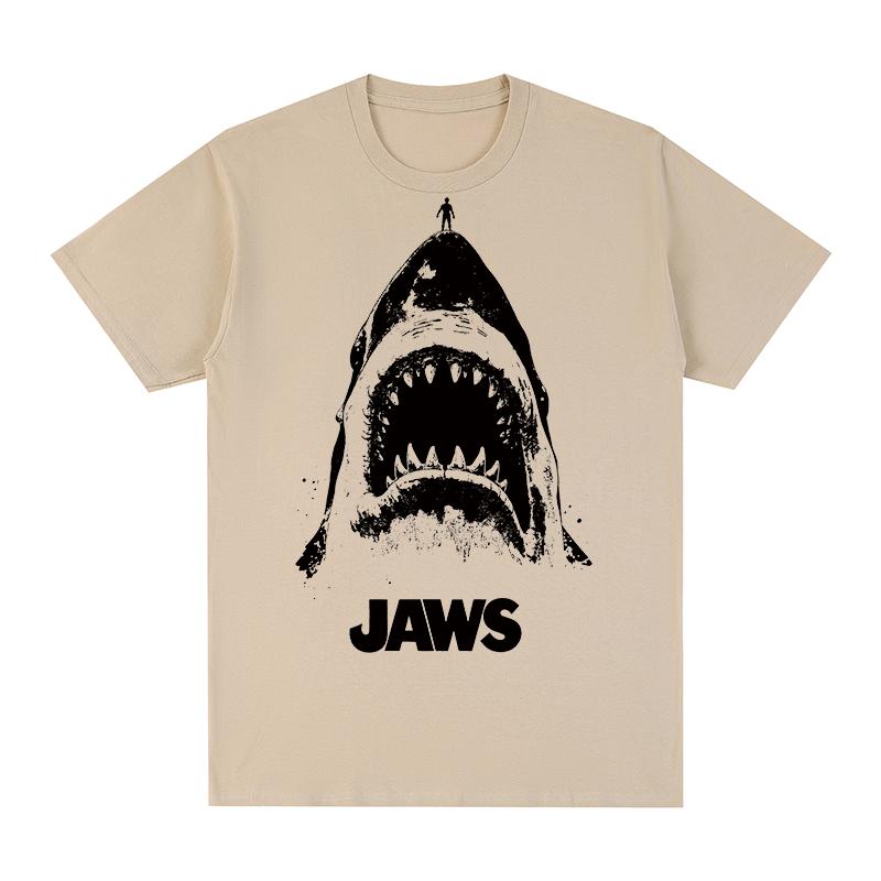 Jaws Vintage Tshirt Amity Island Welcomes You Shark fin Movie Cotton Men T shirt New Tee Tshirt Womens Tops