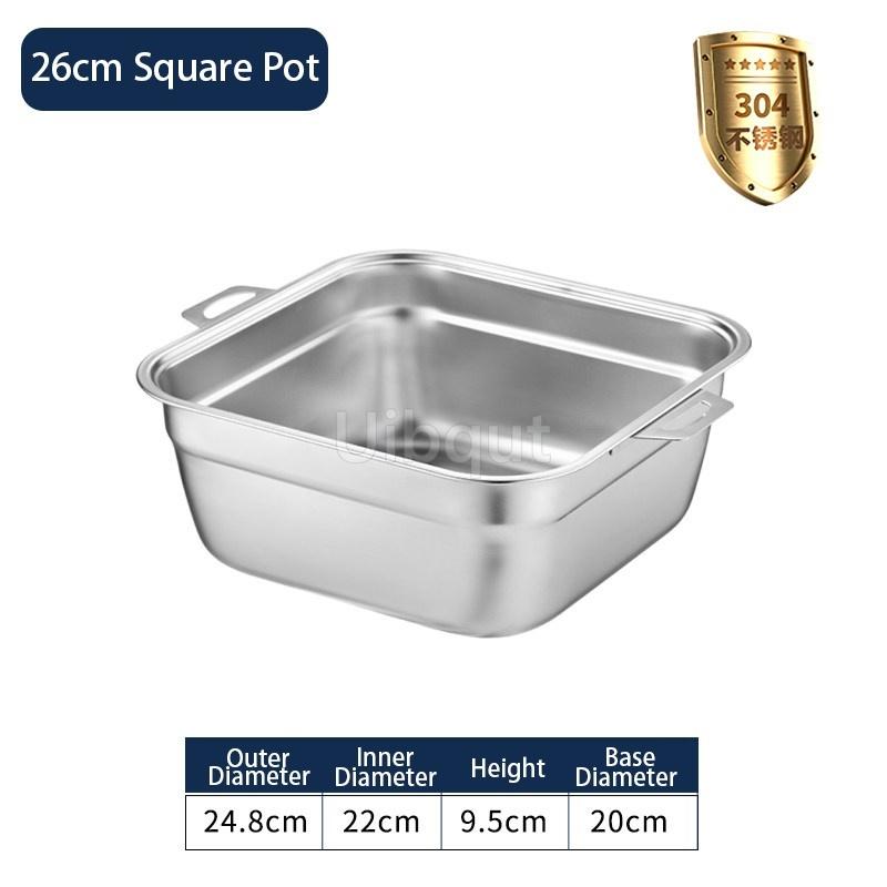 304 Stainless Steel Square Perforated Strainer Flat Bottom with Side Handles Colander for Washing Vegetables Marinating Tray