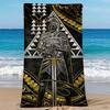 Serviette de plage imprimée Art Totem Samouraï Style Polynésien, Serviette de plage super absorbante, Serviette de natation confortable à séchage rapide