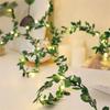 Green Leaf Wreath Light String Artificial Flower With Fairy Lights Used For Party Wedding Holiday Courtyard Decoration