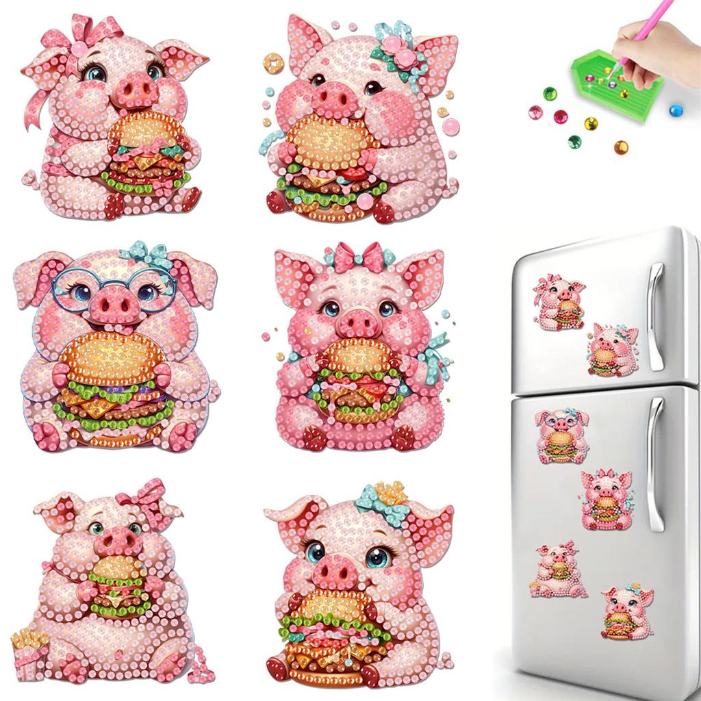 6Pcs Acrylic Daisy Animal Fridge Stickers Diamond Art Fridge Magnet Diamond Painting Refrigerator Magnet for Car Mailbox Decor