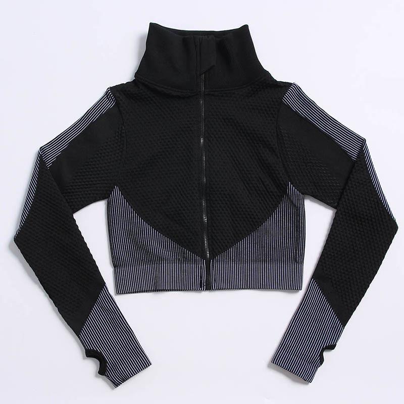 Plus Size Zipper Yoga Set: European/American Autumn/Winter Long Sleeve Fitness & Running Sportswear for Women