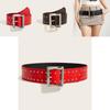 Punk Style Leather Belt With Metal Studs And Snap Button Closure For Casual Streetwear