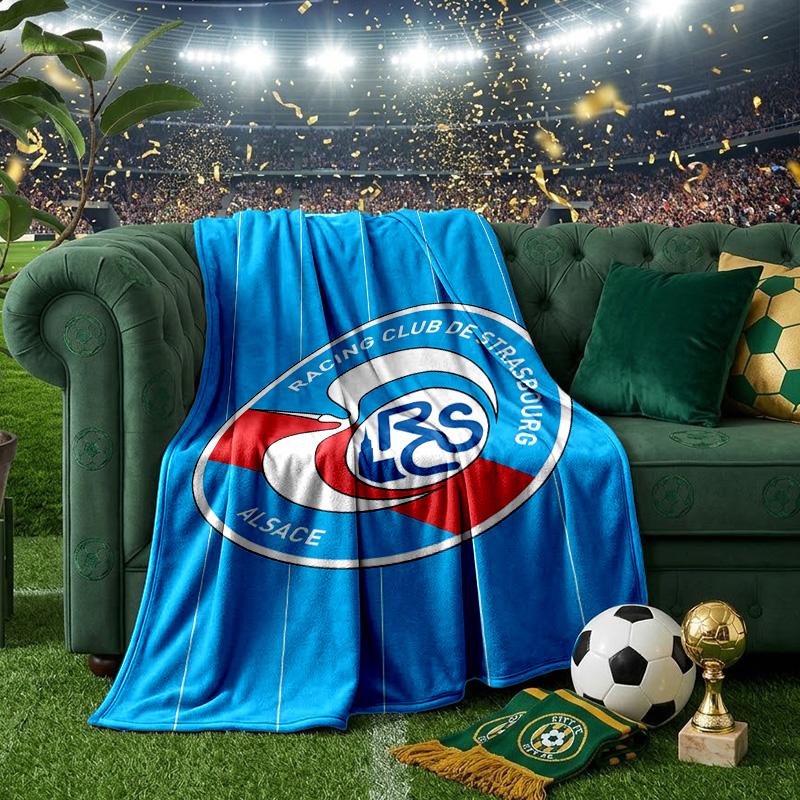 Football Strasbourg Crest Blanket Lightweight Ideal Bedding Blanket Perfect for Travel, Camping, Living Rooms, Offices, Sofas, Fan Christmas gift