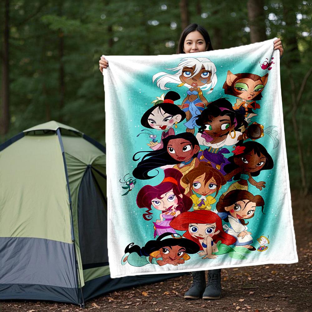 

1pc, Disney Cute Princesses Cartoon Blanket Seasonal Home Decor Gift for Fans, Soft Throw Blanket for Couch, Living Room, Travel, Camping 80x120cm