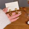 Boucles d'oreilles en pierre œil de tigre couleur café Maillard automne et hiver pour femmes, boucles d'oreilles puces géométriques de luxe léger, bijoux d'oreille