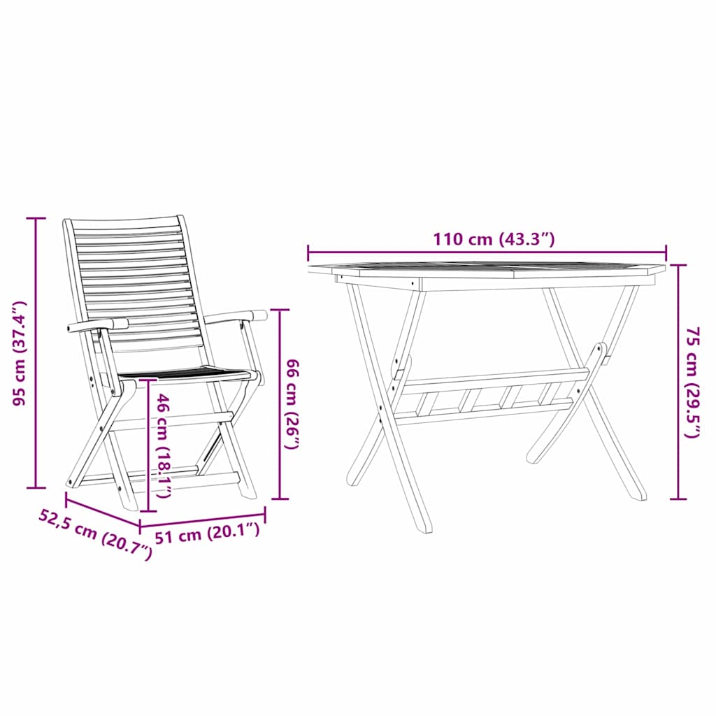 Garden Dining Set 5 Pcs Brown Solid Acacia Wood