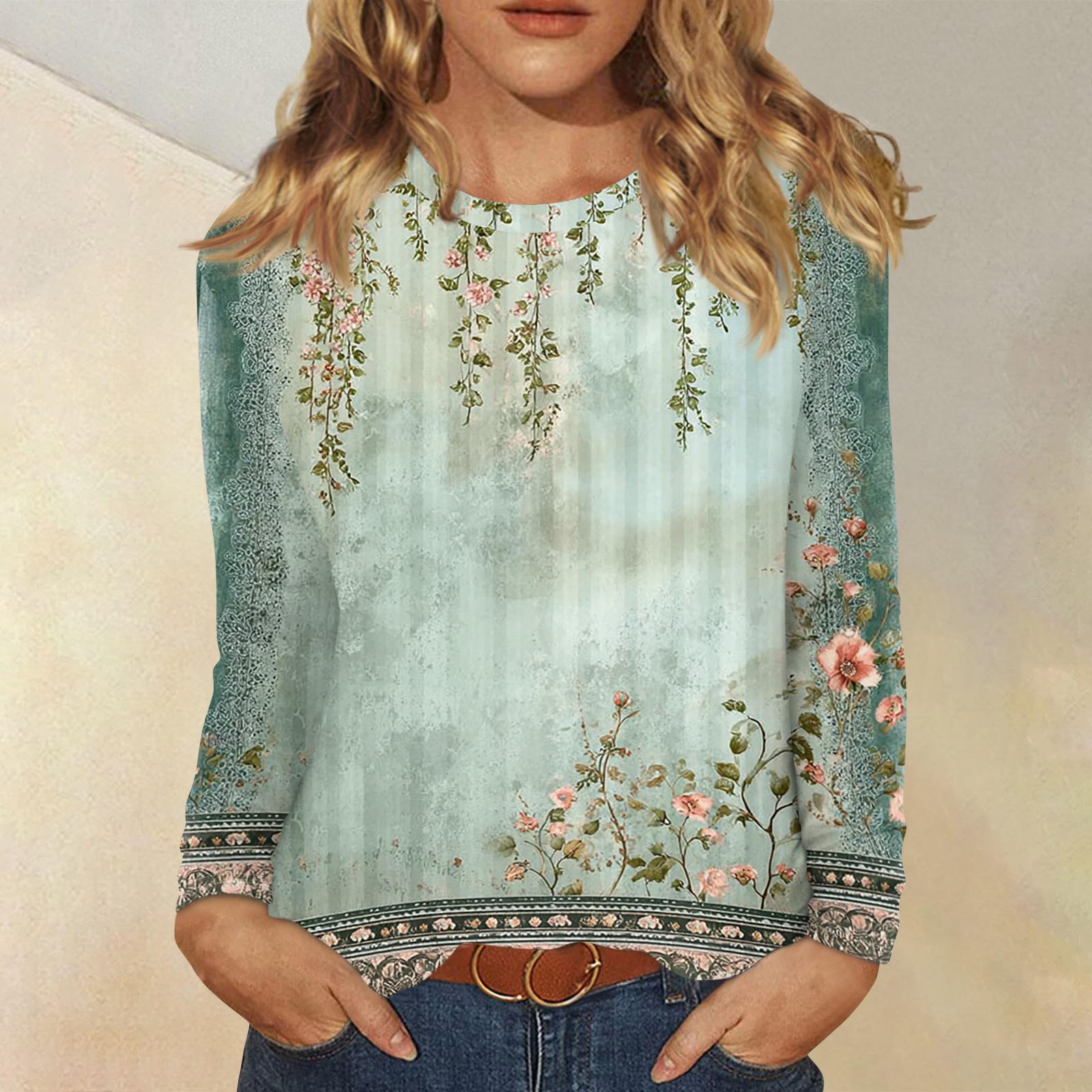 

Женский модный пуловер с цветочным принтом и длинными рукавами XXL