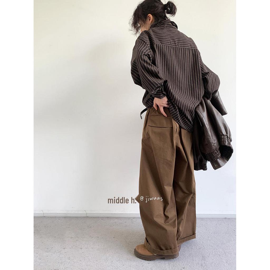 Men's Japanese Style High Waist Retro Wide-Leg Pants - Autumn/Winter Slimming Casual Drape Suit Pants