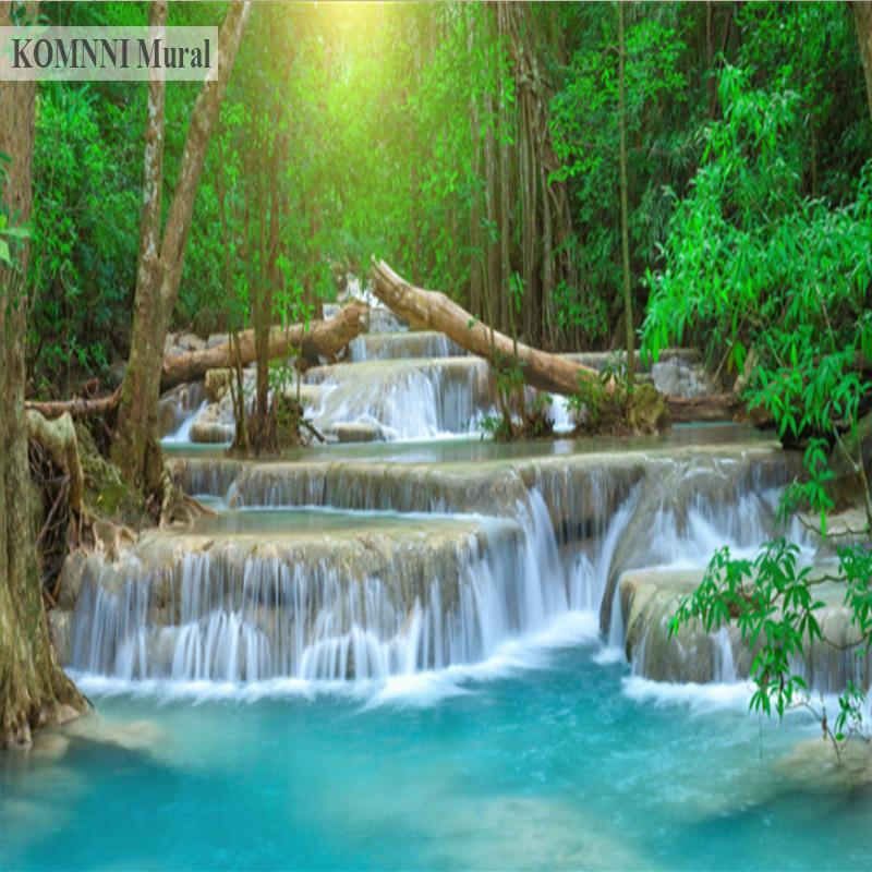 Forest Waterfall Wallpaper Bedroom Living Room Sofa Tv Study Background Wallpaper Home Decoration Mural