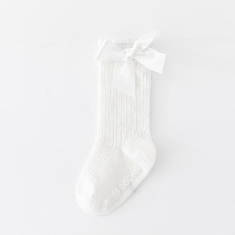 Cute Bows Baby Long Socks Solid Color Soft Cotton Newborn Boys Girls Knee High Socks Anti-slip Infant Toddler Floor Socks