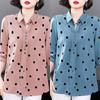 Loose Lapel Large Size T Shirt Women Polka Dot Printing Blouse Half Sleeves Sunscreen Chiffon Tops