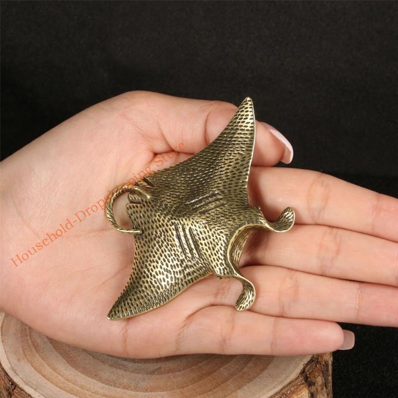 Schnitzerei Messing Manta Rochen Miniatur Skulptur Chinesische Antiquität Feng Shui Figur für Haus Büro Dekoration Ornament Geschenk