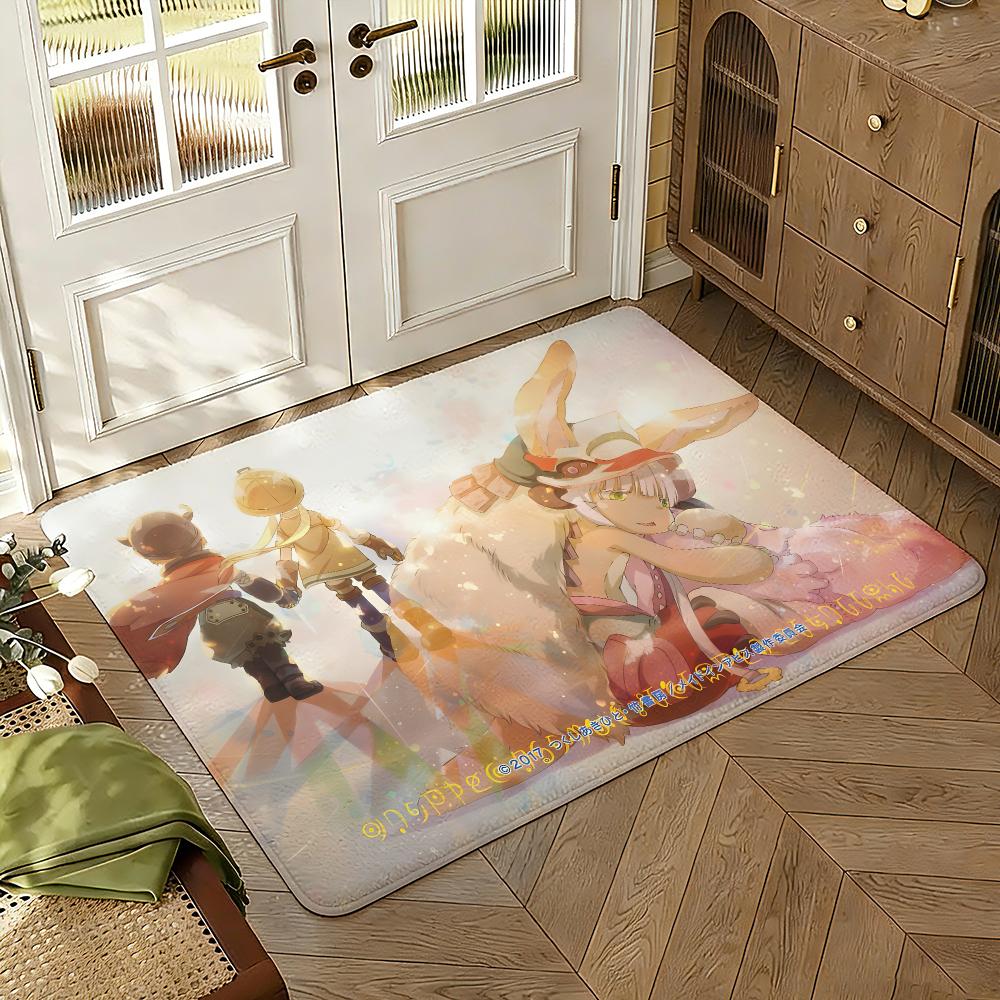 Made in abyss Floor Mat Soft Thickened Absorbent Non-Slip Bedroom Living Room Door Mat Home Decor Flannel Rugs