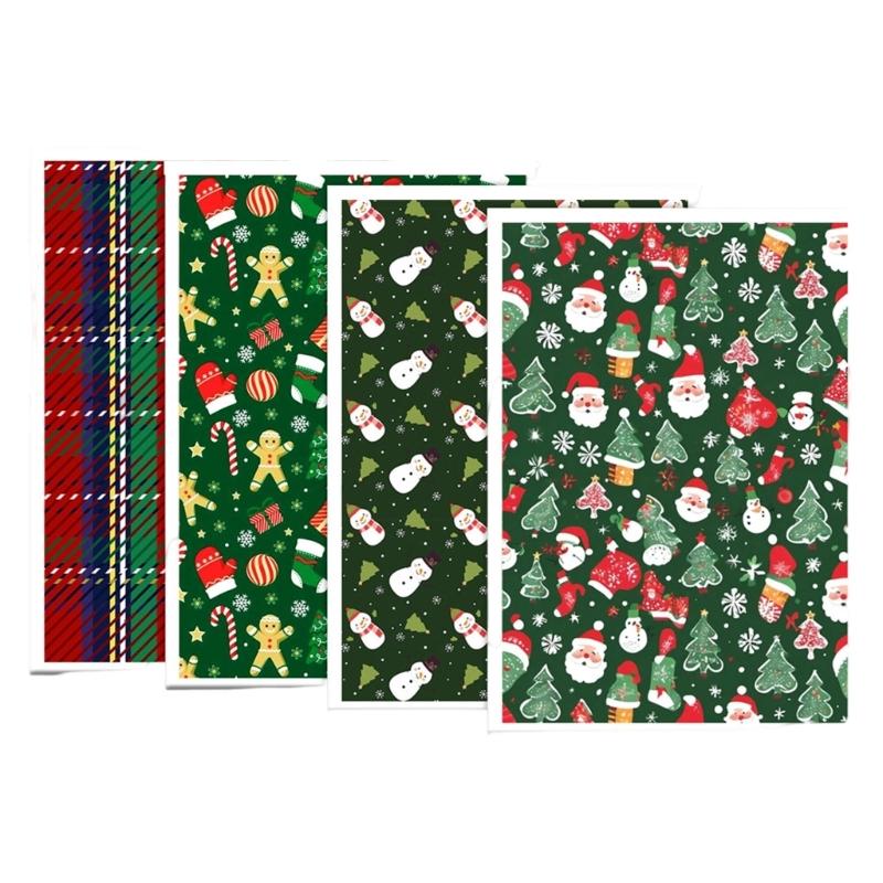 4PCS Christmas Clay Transfer Paper 95x138mm Water Soluble Paper Clay Transfer Sheets for Clay Earring Jewelry Making