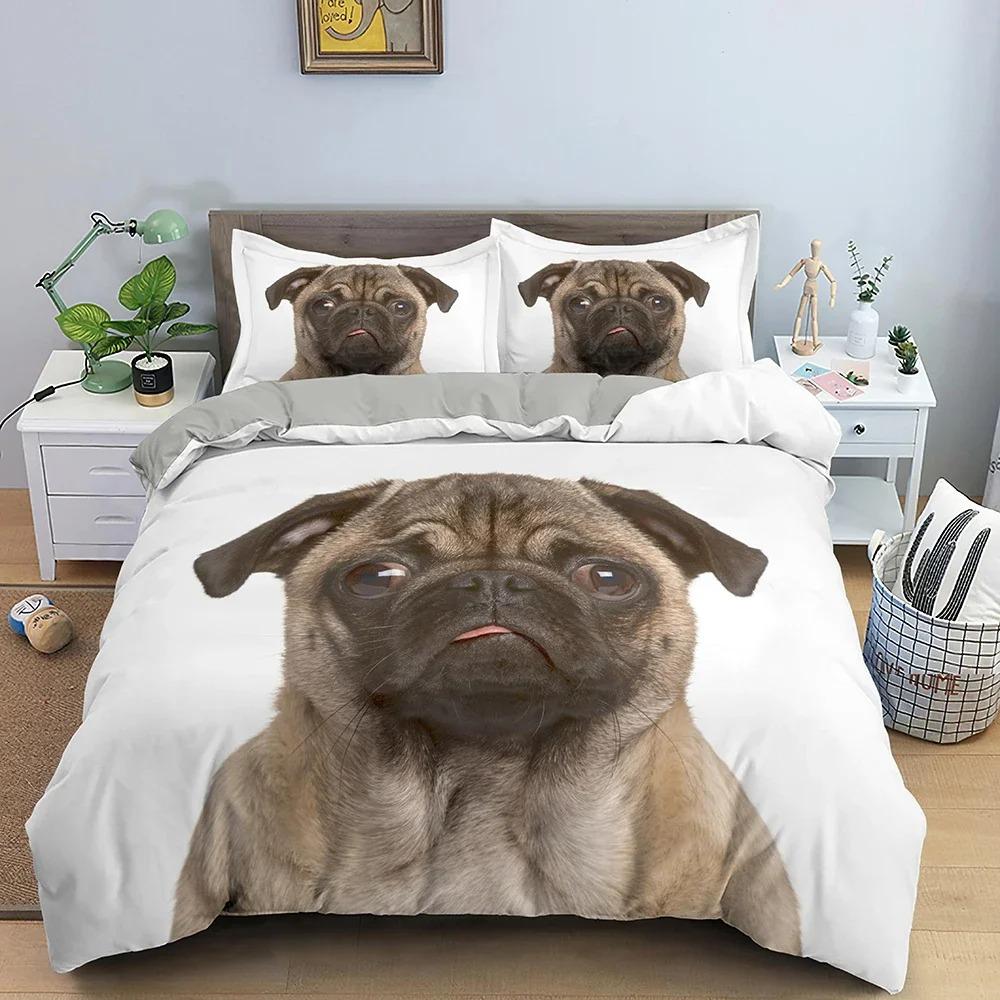 Roztomilá sada ložního prádla pro psy Vzor zvířat Povlak na přikrývku Ložnice Tištěná sada přikrývky s povlakem na polštář Královská Jednolůžková Dvoulůžková Velikost