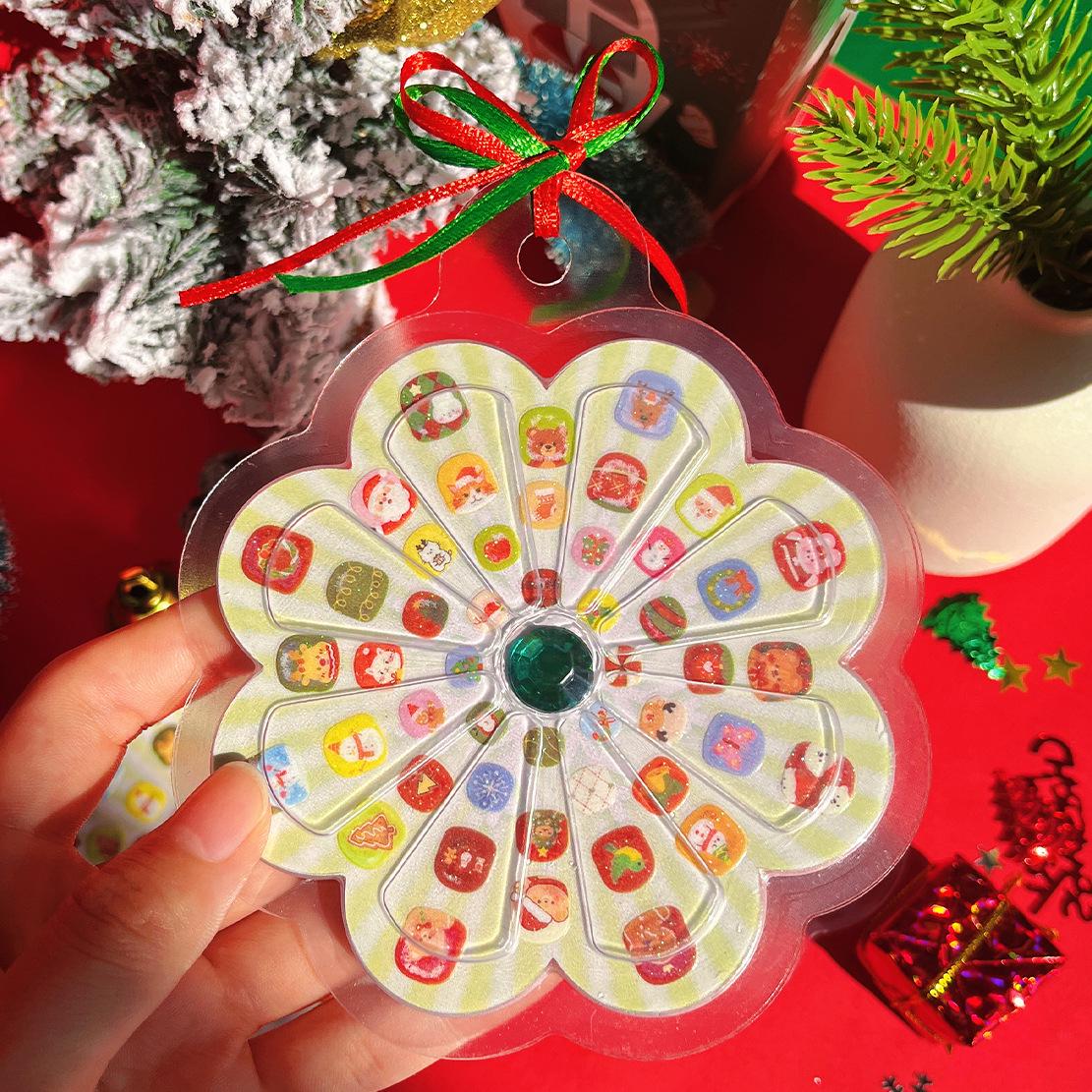 Colorful Christmas Cartoon Nail Stickers for Kids - Festive DIY Nail Art Decoration