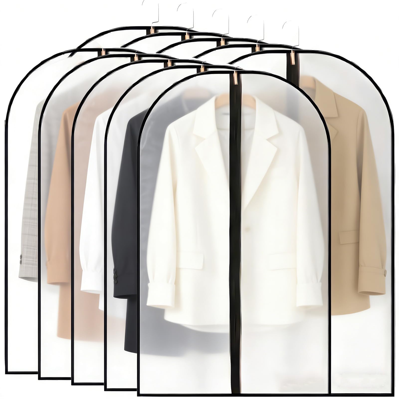 Garment Set of 60 x 120cm Thick Hanger Zipper Easy to See Foldable for Dustproof Mold Suitable for for Closets Covers, 10, Covers, Closure,