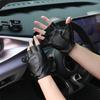 Leather Gloves Men's Short Gloves Driving and Riding Outdoor Street Performance Breathable Motorcycle Fitness Half Finger Gloves