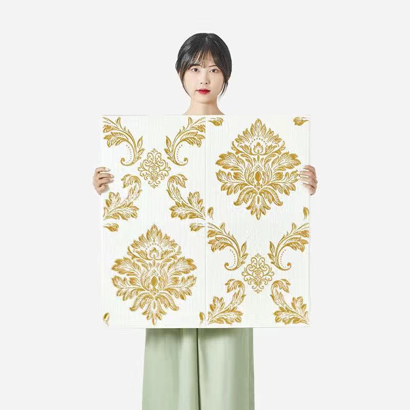 3D Self-Adhesive Foam Wall Sticker - Waterproof Embossed Wallpaper for Living Rooms & Bedrooms
