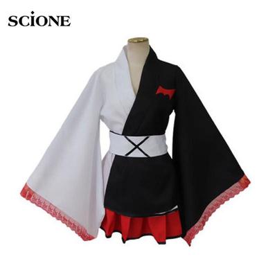 Costum Cosplay Scione Anime Danganronpa Kimono cu urs alb și negru Set de haine Cosplay pentru femei