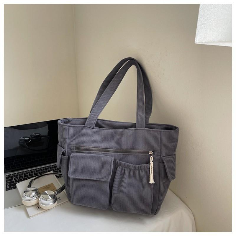Simple Japanese Corduroy Tote Bag Large Capacity Commuting All-matching Student Handbag New