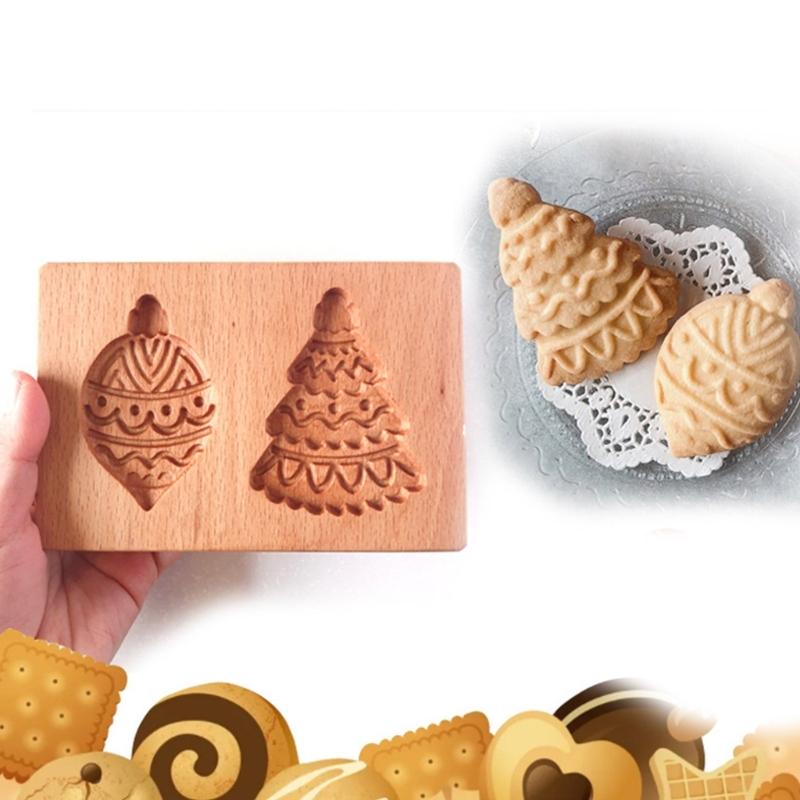 Natural Wood Cookie Molds For Easy Releases Baking Tool Durable Retro Style Biscuits Cutter Ideal For Handmade Dessert And Crafts