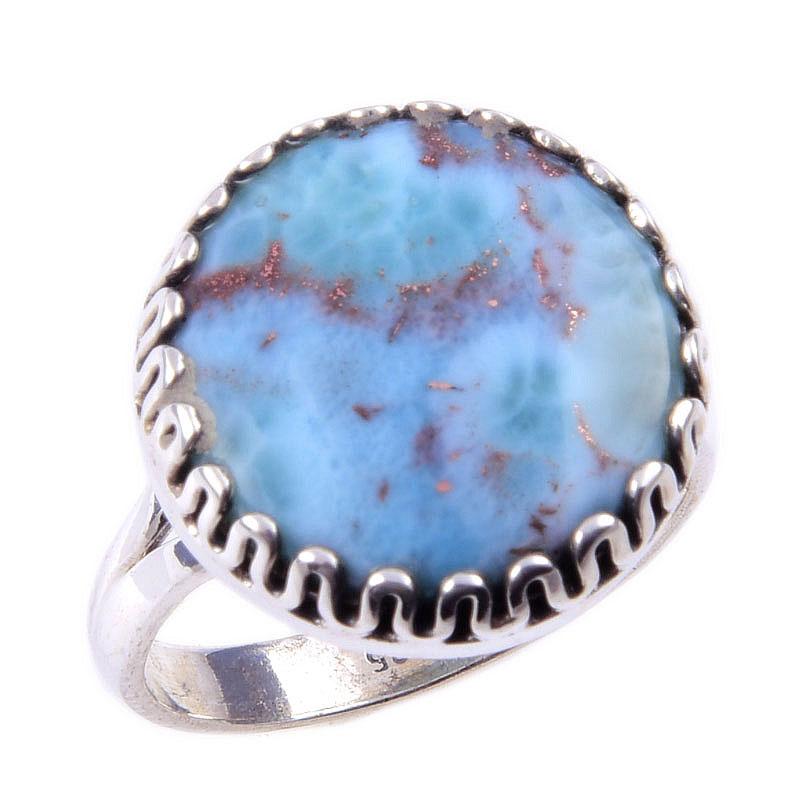 Natural Republic Larimar Gemstone 925 Solid Sterling Silver Gift Ring S.8 Z5G83