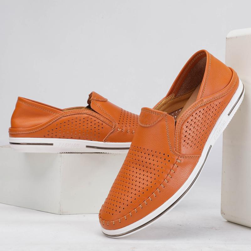Rindersehnensohle lässige HohllederSchuhe Sommer LochSandalen weiche Sohle weiches Leder atmungsaktiv Doudou Schuhe