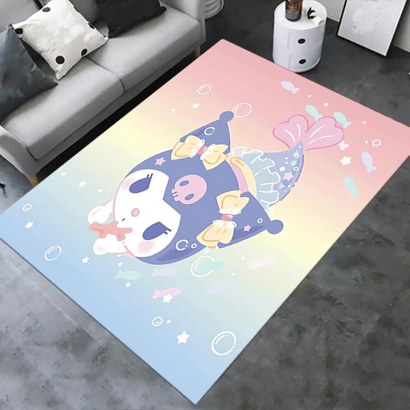 Office Rug Cute, Mermaid Anti-Slip Rug, Machine Washable for Living Room, Bedroom, Office, Multiple Sizes, Bedroom Mat, Decorative Mat, Durable Mat, L