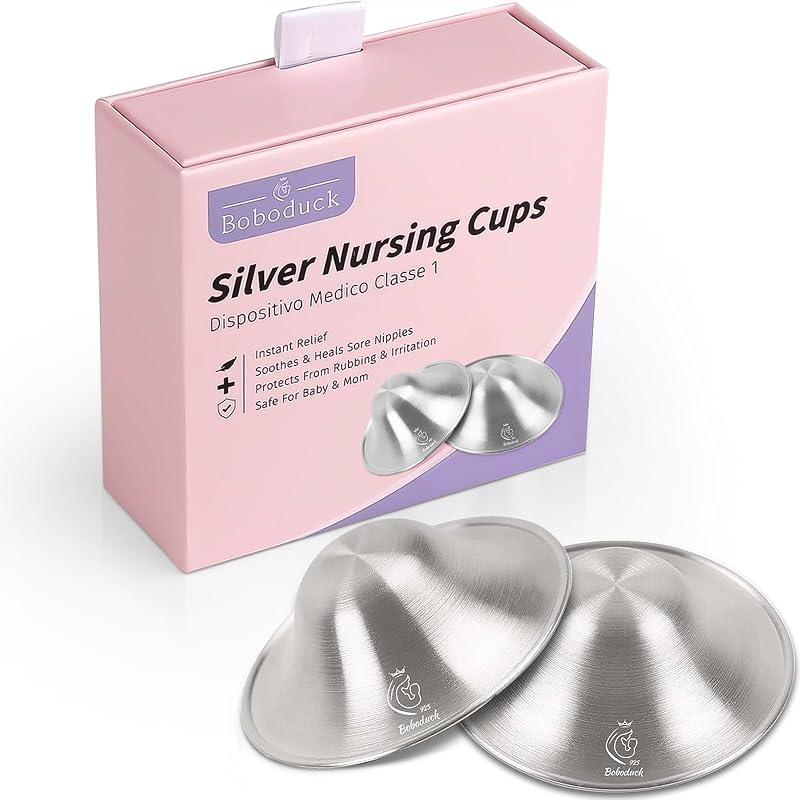 Boboduck Nipple Shields for Nursing Newborn - 925 Silver Nursing Cups Protect Your Nursing Nipple, Newborn Must Haves Nipple Pads, Nipple Covers Standard