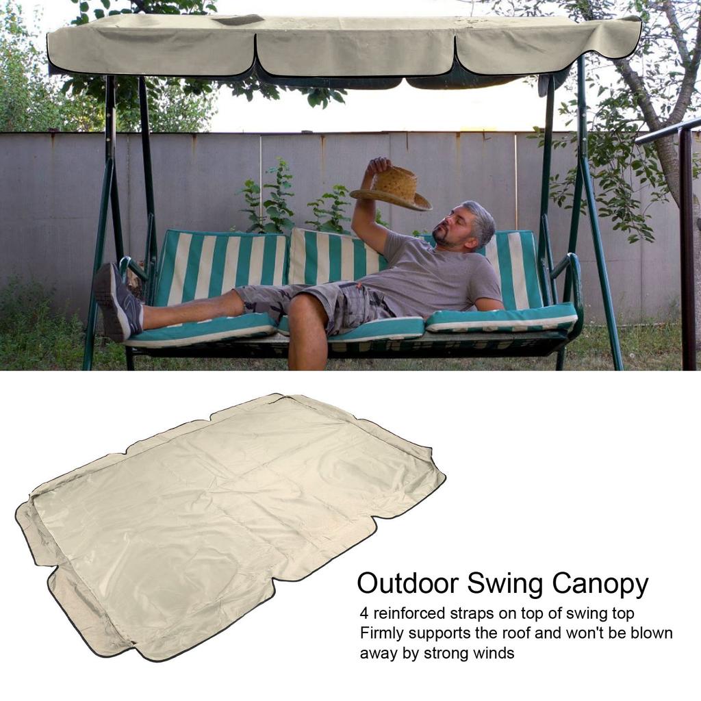 Outdoor Swing Canopy Garden Courtyard Waterproof Rocking Chair Dust Top Cover 210D Silver Coated Oxford Cloth Balcony Swing Canopy Beige