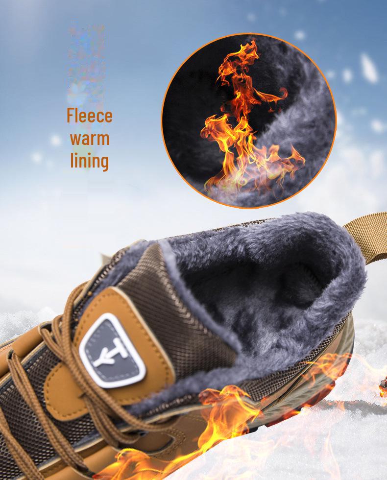 Pantofi casual de iarnă pentru bărbați, impermeabili, din piele, cu căptușeală groasă de catifea, pentru zăpadă