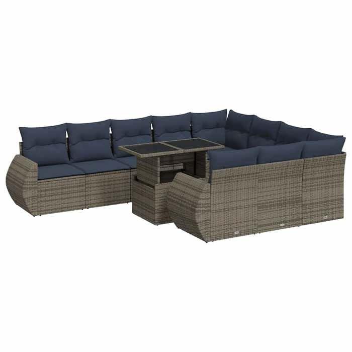 VidaXL 11-piece Garden Sofa Set and Cushions Rattan Acacia 3326712