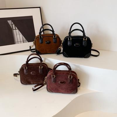 Geantă de bowling de mână retro mată pentru femei, stil nou de toamnă, geantă de umăr simplă casual, geantă crossbody high-end