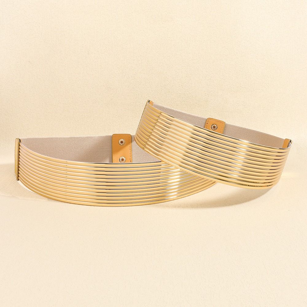 Gold Tight Waistband Wide Buttoning Belt High Quality Waist Belt  for Women