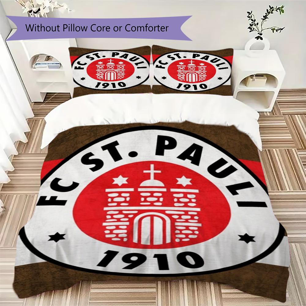S t. Juego de Ropa de Cama Pauli FC Pattern uilt Set uilt Cover Funda de Almohada Decoración del Hogar Regalo de Cumpleaños (1 * funda de edredón + 2 * fundas de almohada sin relleno)