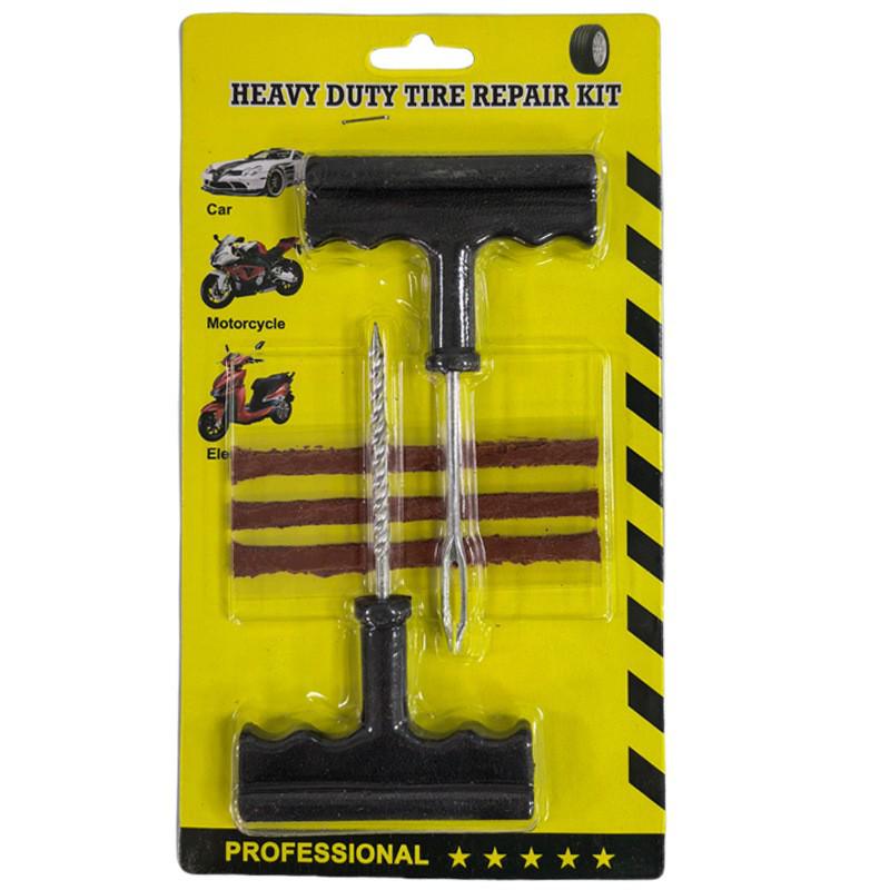 Emergency Tire Repair Kit: Vacuum Patches & Rubber Strips for Cars, Motorcycles, & EVs