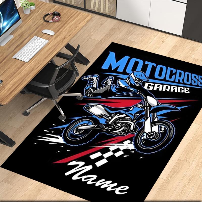 Tappeto Stampato Moto da Fuoristrada con Nome Personalizzato, per Sedia da Ufficio Soggiorno Camera da Letto Cucina Decorazioni Regali.