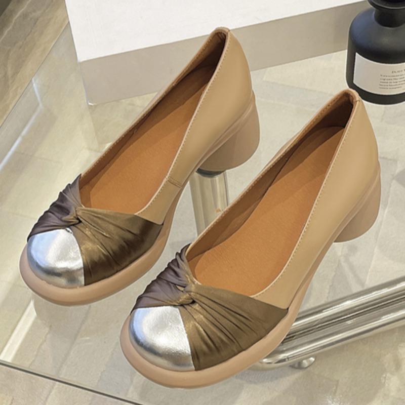 

Fashion Spring New Coarse Heel Shoes Women s Fashion Round Head Shallow Mouth Thick Sole Anti-slip Wear-resistant High Heels 40