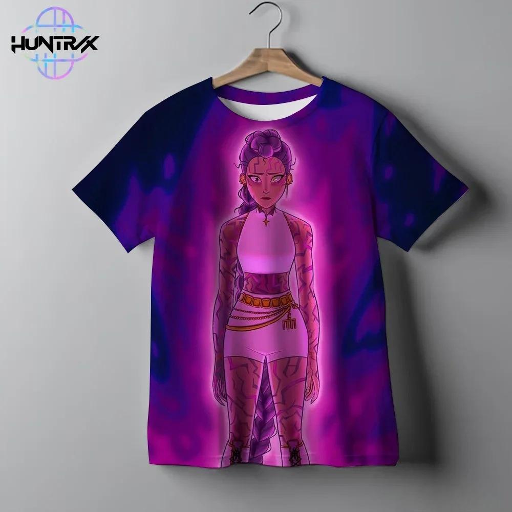 Kpop Demon Hunters Harajuku Anime 3D Print Sports Boy Girl T-shirt Street Fashion Girl Group Hip-hop Children Short-sleeve Top