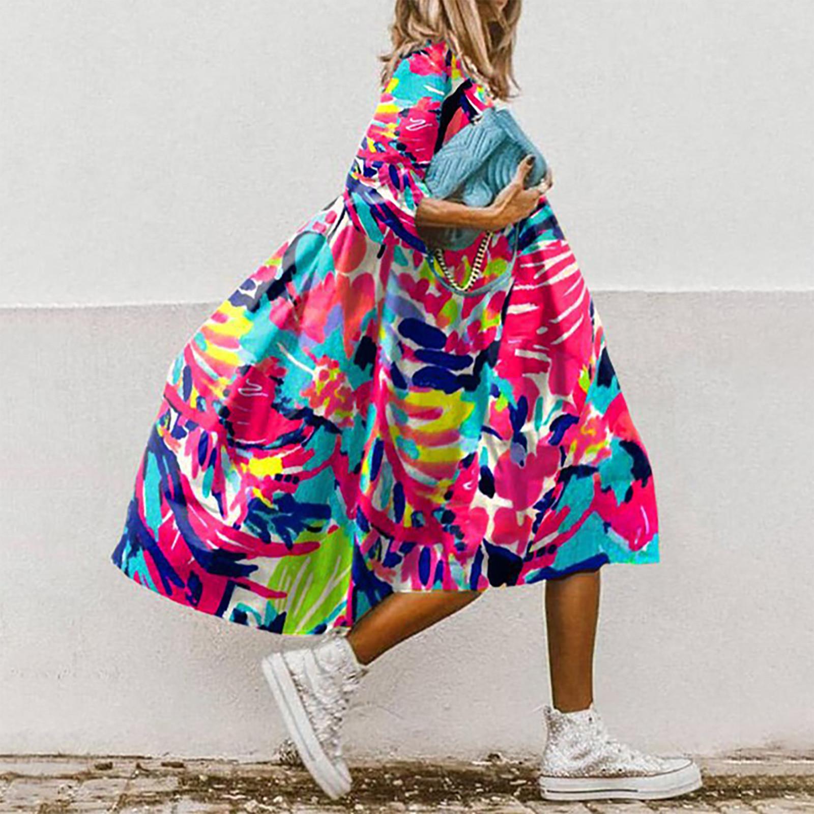 

Жіночі сукні Літня плісирована міні-сукня в стилі бохо, мила безрукавка, пляжна пряма футболка, сукня з круглим вирізом L червоний