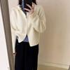 Women's Autumn/Winter Hooded Wool Knit Cardigan - Double Zipper Short Loose Sweater Coat